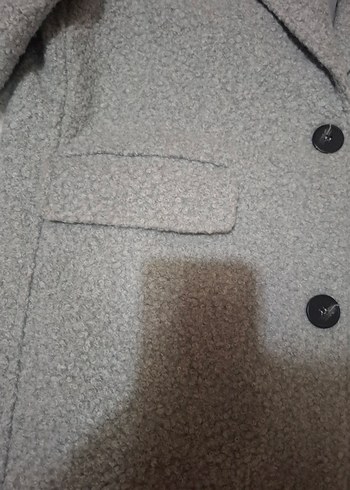 xs Beden gri Renk koton düğmeli gri yün kaban