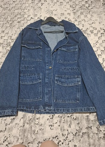 Düğmeli Mavi Kadın Denim Ceket