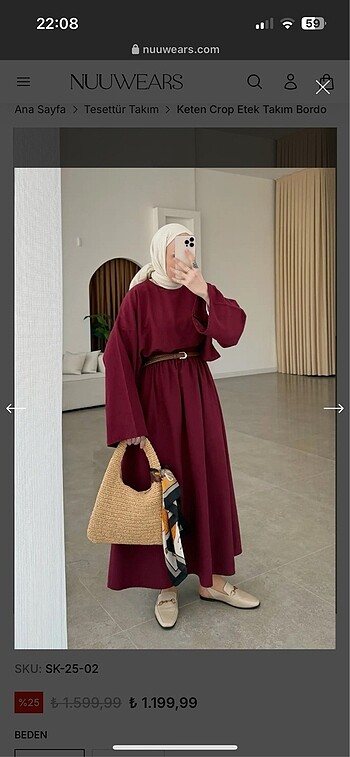 Suud Collection Keten crop etek takım