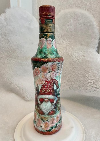 Beyaz Dekoratif Kış Temalı Vazo dekoratif şişe. - Görsel 2