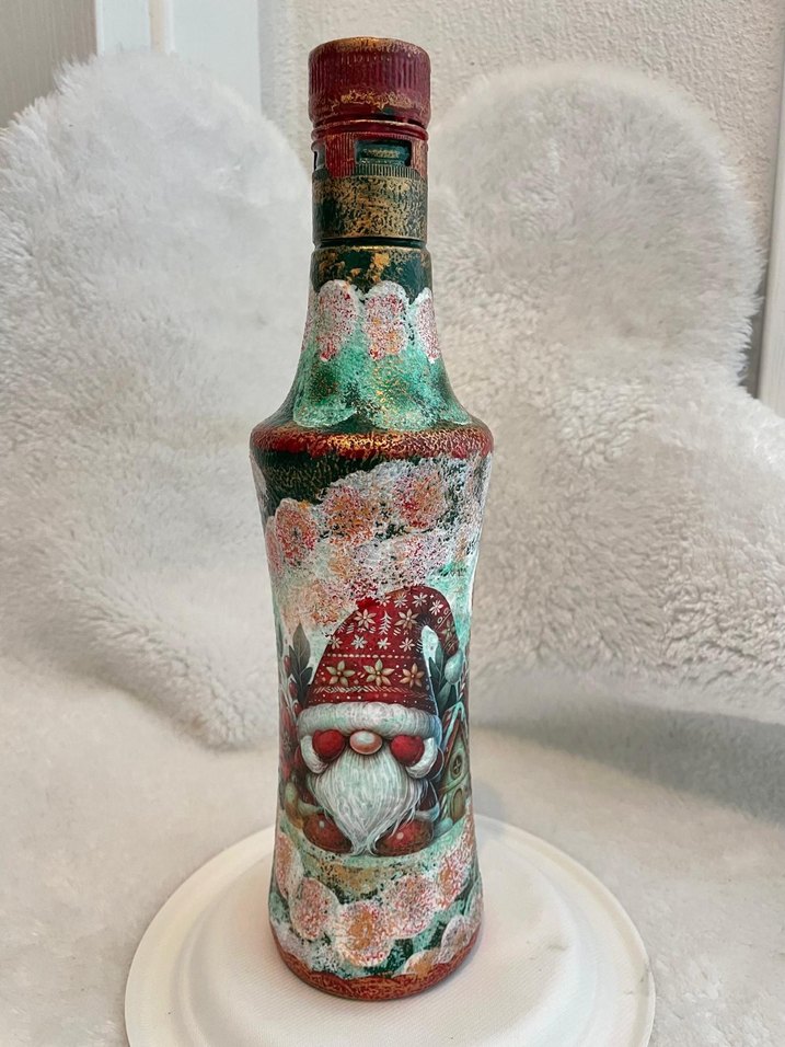 Beyaz Dekoratif Kış Temalı Vazo dekoratif şişe. - Görsel 2