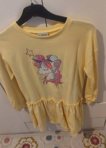 Sarı Uzun Kollu Kız Elbisesi - Görsel 3