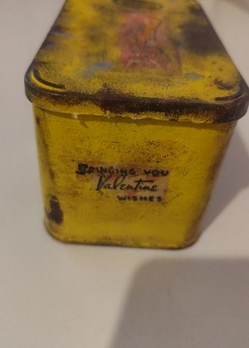 Vintage Sarı Dekoratif teneke Kutusu - Görsel 5