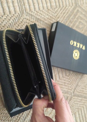 orjinal Vakko Siyah Deri Fermuarlı Kadın Cüzdanı - Görsel 3