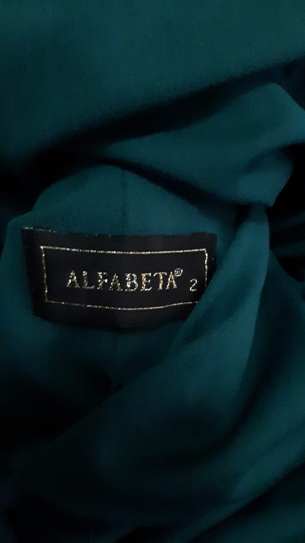 Alfabeta marka Parlak Turkuaz V Yaka Uzun Abiye Elbise - Görsel 5