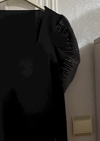 m Beden Drapeli Siyah Gotik Uzun Kollu Bluz