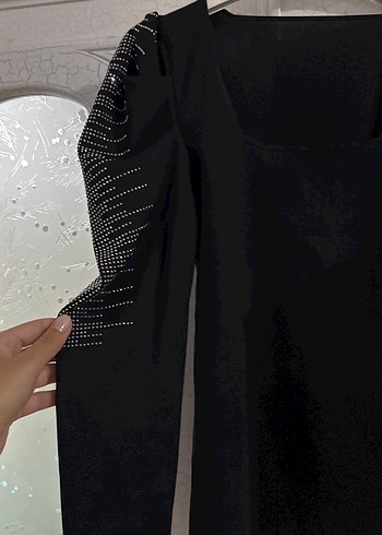 Zara Drapeli Siyah Gotik Uzun Kollu Bluz