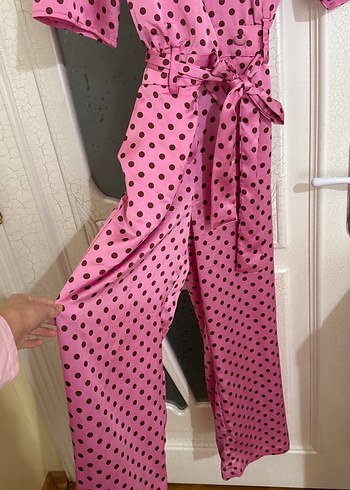 Puantiyeli Pembe Tulum - Görsel 3