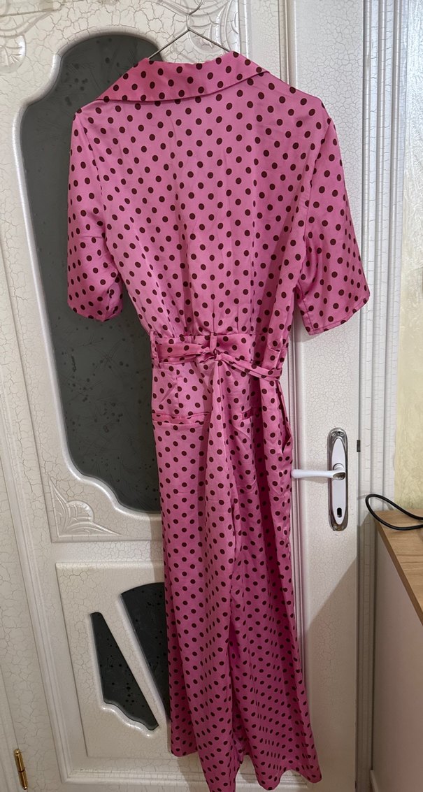 Puantiyeli Pembe Tulum - Görsel 4