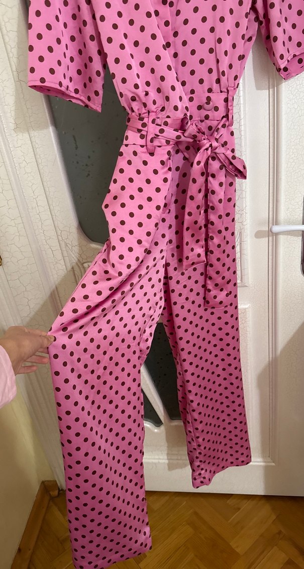 Puantiyeli Pembe Tulum - Görsel 3