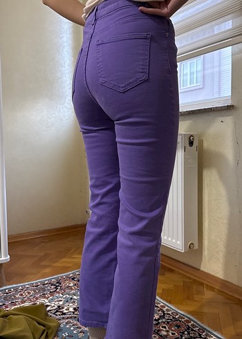 Parlak Mor Midi Kadın Jean - Görsel 2