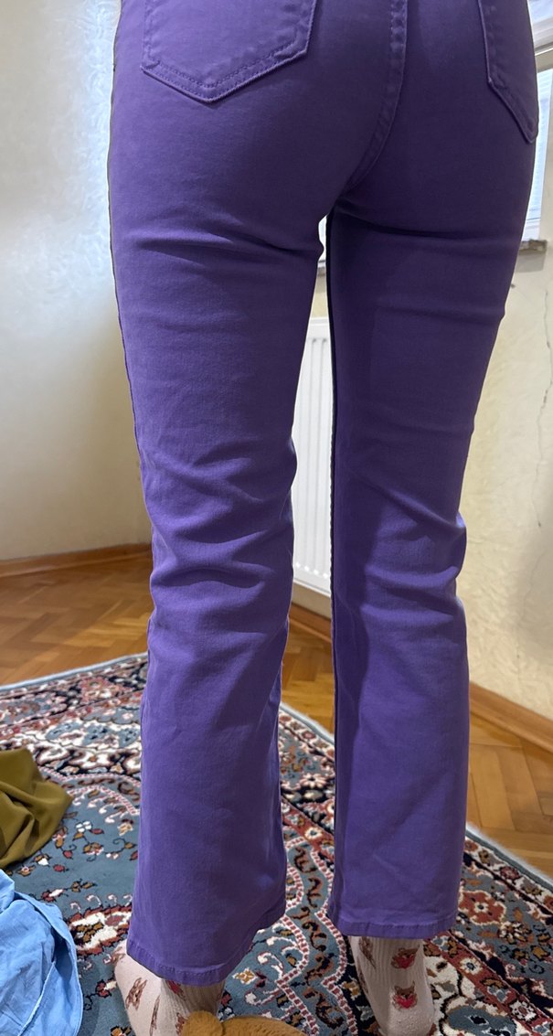 Parlak Mor Midi Kadın Jean - Görsel 3