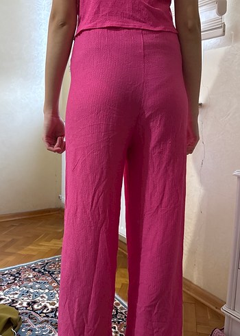 Pembe Keten Kadın Midi Tulum - Görsel 4