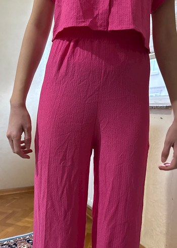 Pembe Keten Kadın Midi Tulum - Görsel 3