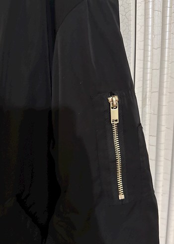 Siyah Fermuarlı Kadın bomber ceket - Görsel 3