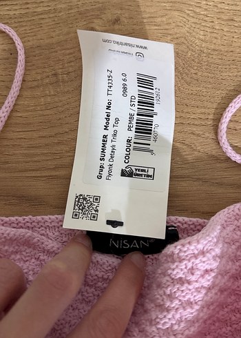 Pembe Bebek Askılı Örgü Üst - Görsel 2