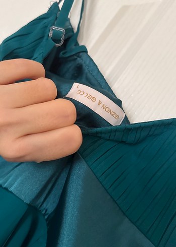 Nakışlı Turkuaz Uzun Bohem Abiye Elbise - Görsel 7