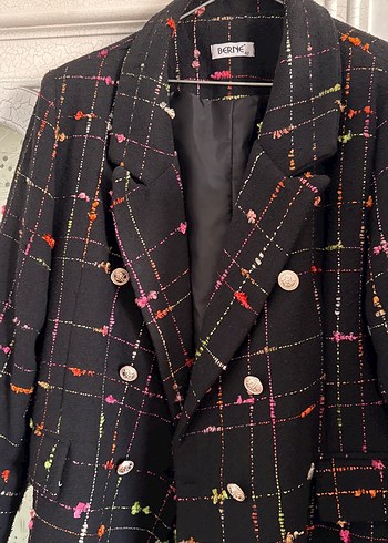 42 Beden çeşitli Renk Çok Renkli Düğmeli Midi Kadın Blazer