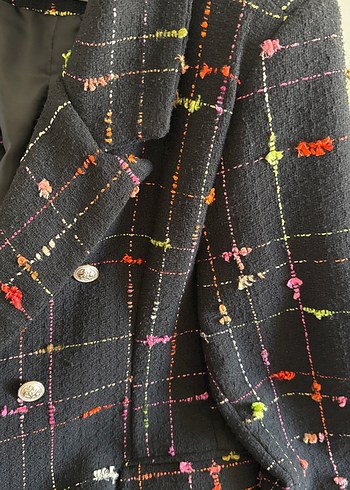 Çok Renkli Düğmeli Midi Kadın Blazer