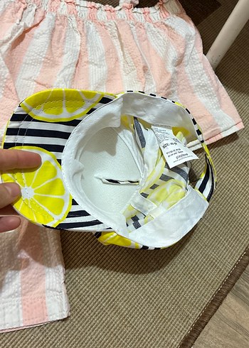 Pembe Çizgili Pilili Bebek Kız Takımı - Görsel 3