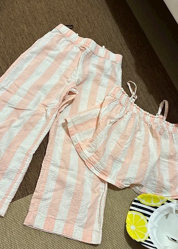 Pembe Çizgili Pilili Bebek Kız Takımı - Görsel 9