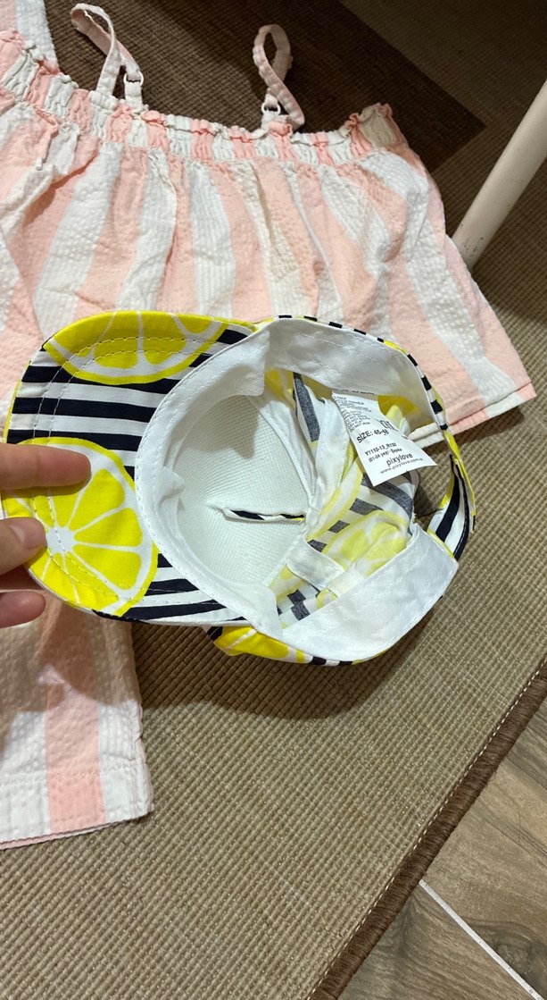 Pembe Çizgili Pilili Bebek Kız Takımı - Görsel 3