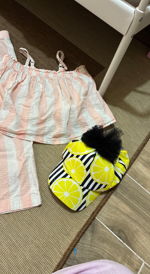 Pembe Çizgili Pilili Bebek Kız Takımı - Görsel 2