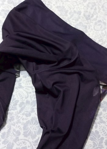 Kadın Mor Desenli Dantelli Spor Tayt - Görsel 5