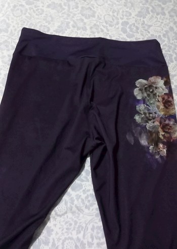 Kadın Mor Desenli Dantelli Spor Tayt - Görsel 6