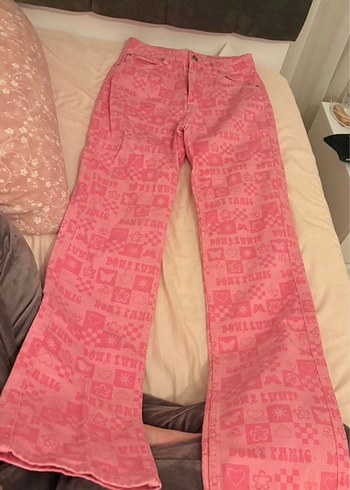 BERSHKA pembe straight kot pantolon - Görsel 3