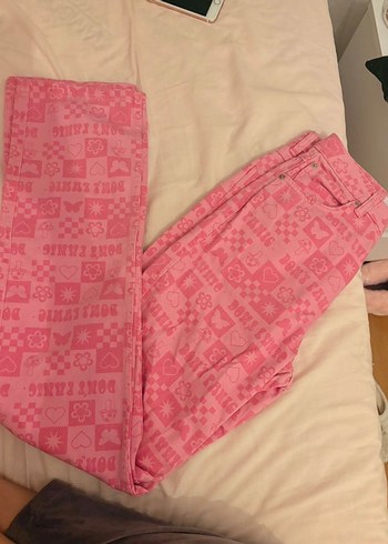 BERSHKA pembe straight kot pantolon - Görsel 2