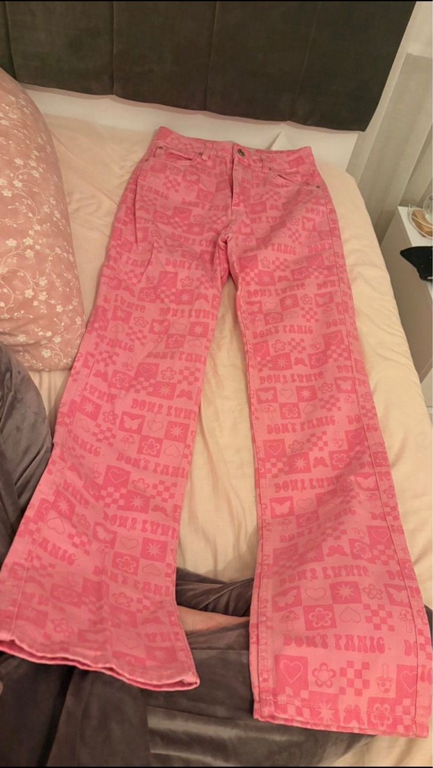 BERSHKA pembe straight kot pantolon - Görsel 3