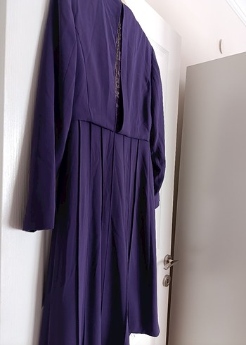 Kemerli Uzun Mor Kadın Klasik trenckot - Görsel 6