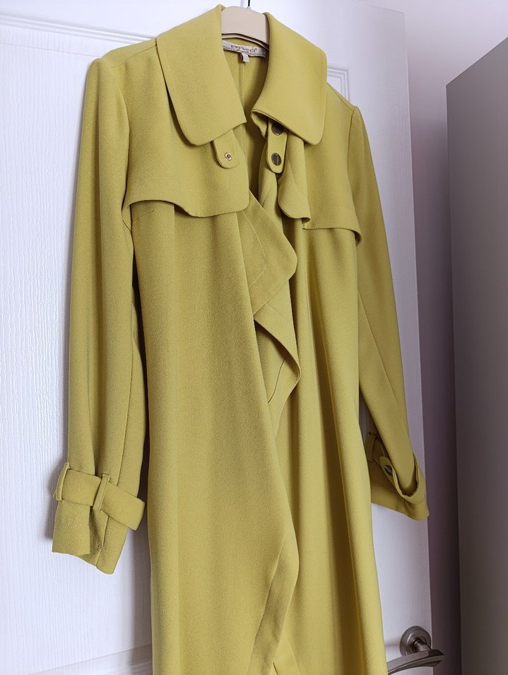 Sarı Uzun Kadın Trençkot - Görsel 2