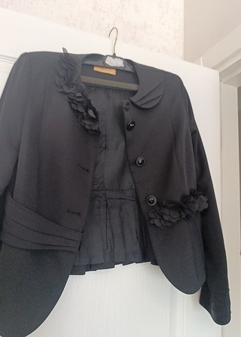 Düğmeli Siyah Kadın Blazer Ceket