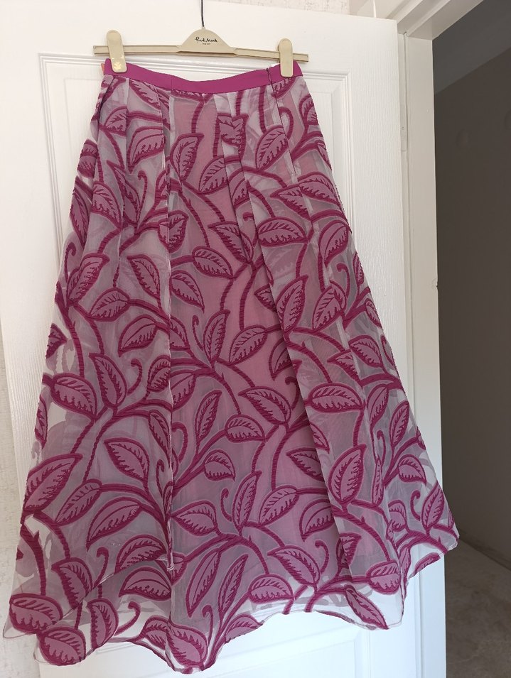 Pembe Nakışlı Bohem Uzun Etek - Görsel 2