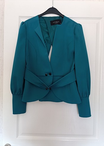 Kayra Kadın Turkuaz Kemerli Blazer Ceket