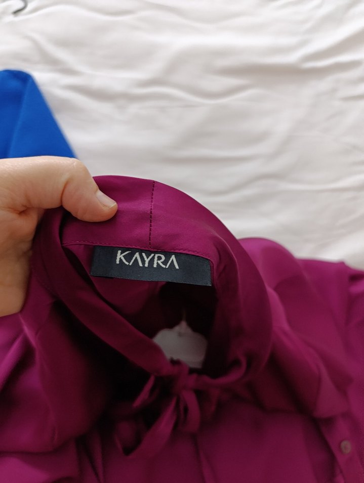 Bordo Düğmeli Saten Kadın Gömlek - Görsel 2