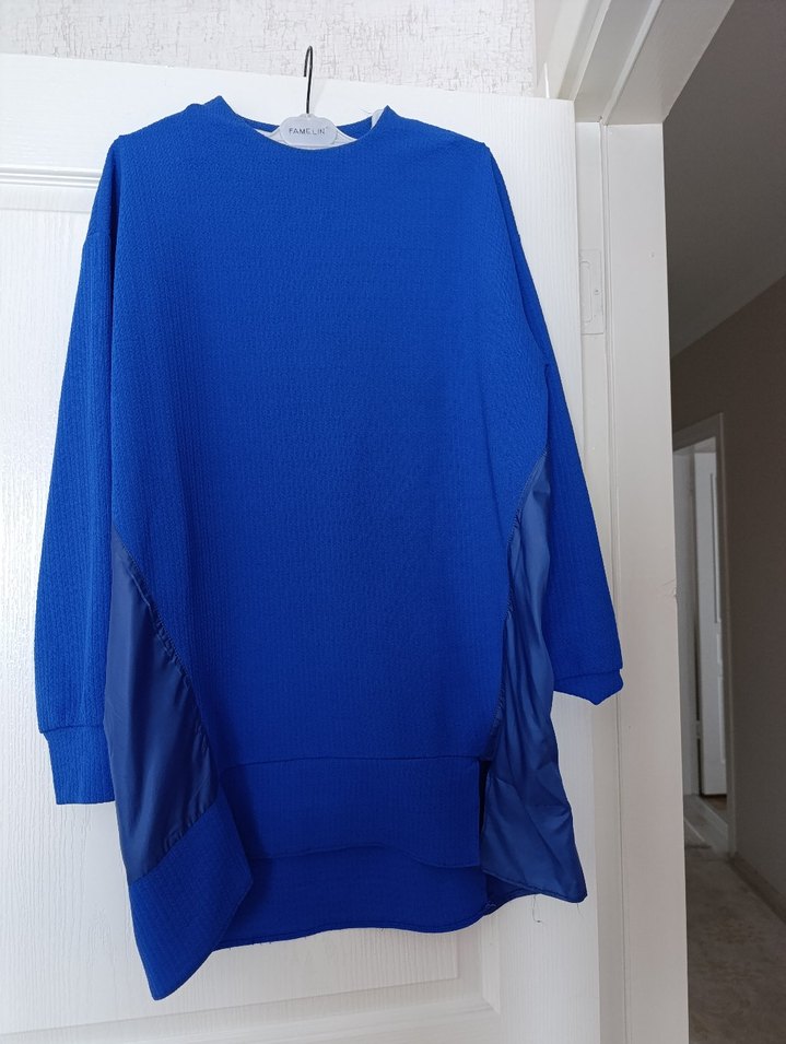 Mavi Uzun Kollu Drapeli Kadın ikili takim - Görsel 2