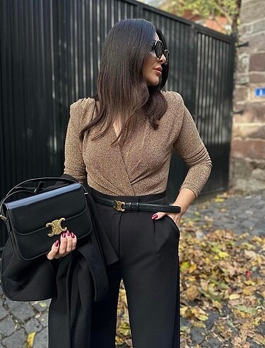 Zara Simli Vatkalı Bodysuit Gold