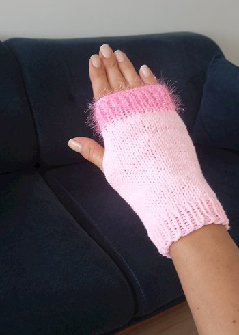 Pembe Örgü Kadın Eldiveni