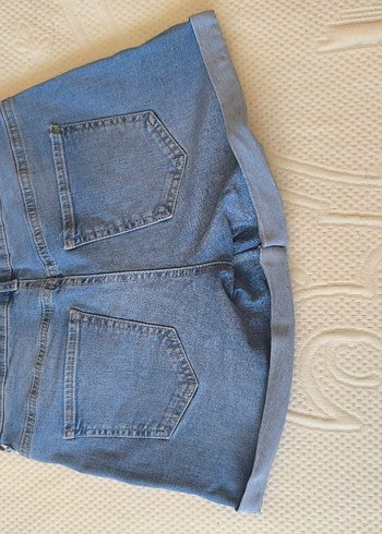 26 Beden Düğmeli Mini Mavi Denim Kadın Şort