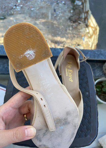 37 Beden camel Renk Beyaz Süet Stiletto Topuklu Bağcıklı Kadın Ayakkabı