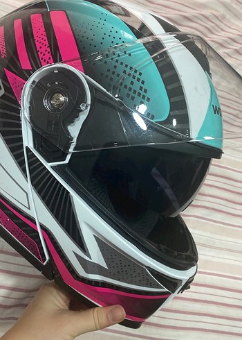 Turkuaz Parlak Street Style Motosiklet Kaskı - Görsel 7