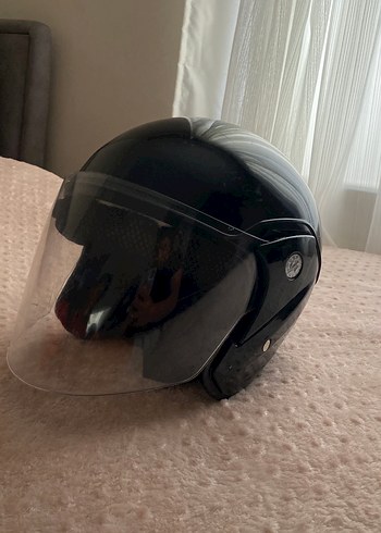 Siyah Kask, Tokalı, Şeffaf Vizörlü