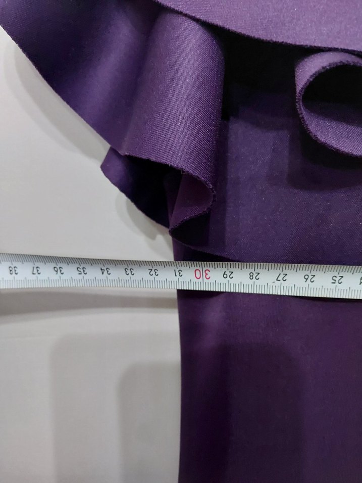 Mor  Kollu Fırfırlı Abiye Elbise - Görsel 4