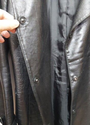 38 Beden siyah Renk Fabrika deri uzun ceket