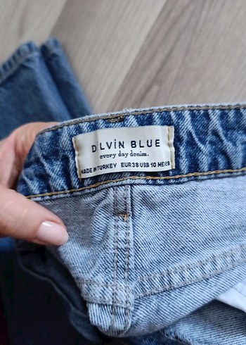 Düğmeli Rahat Kesim Mavi Midi Kot Pantolon - Görsel 2