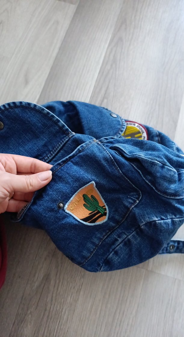 Nakışlı Koyu Mavi Kot Sırt Çantası - Görsel 4