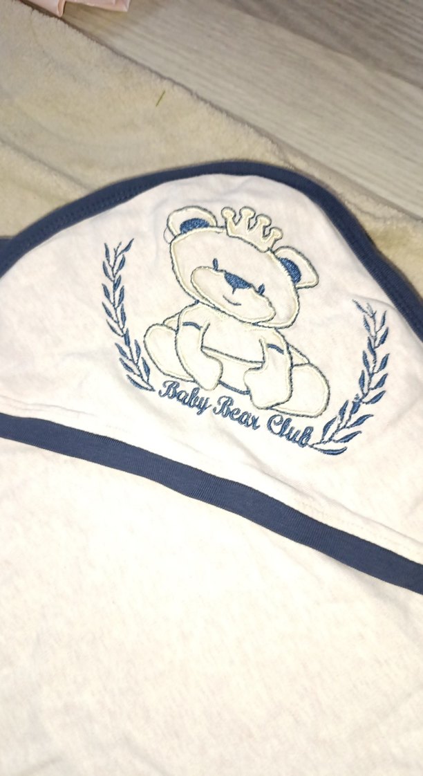 Bebek Battaniyesi Ayıcık Desenli Kapüşonlu - Görsel 2